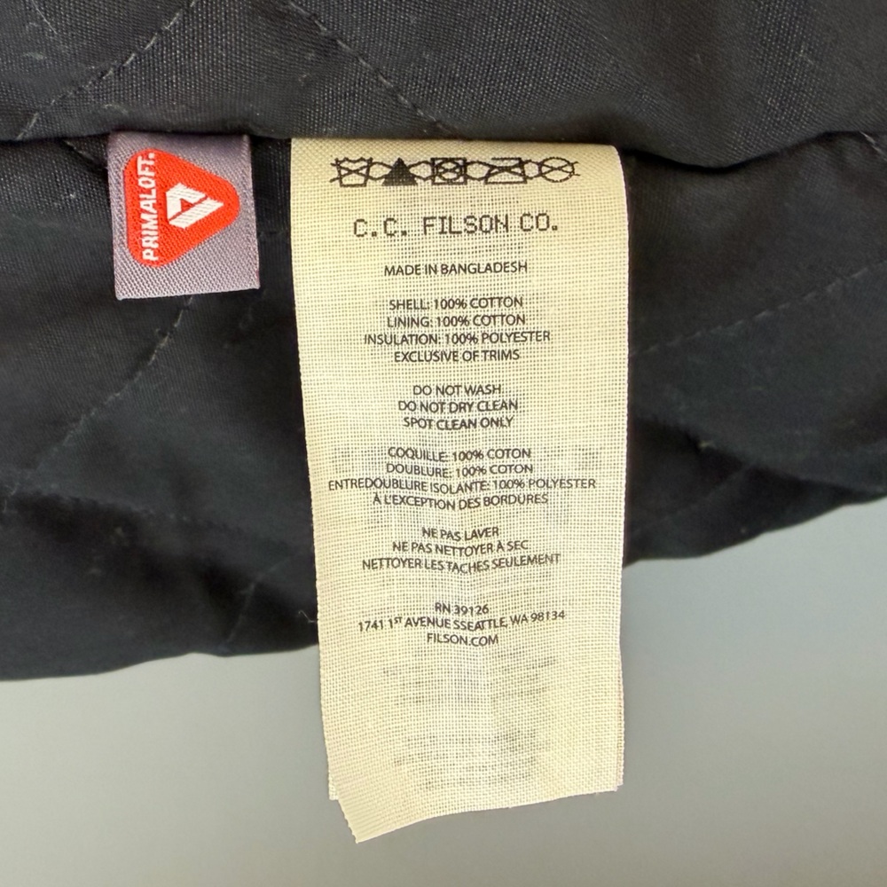 Filson Tin Cloth Insulated Work Vest. XS. Faded Black. - Picture 10 of 16